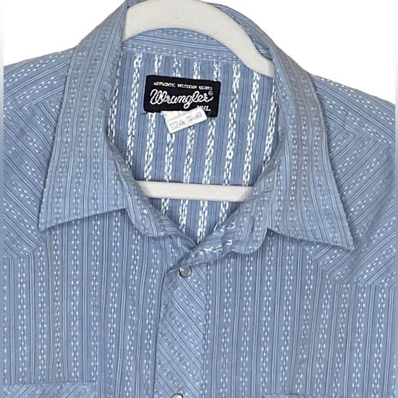 Wrangler Men’s Sz 2XL Pearl Collared 3 Snap Cuff Pearl Snapped Button Down Shirt - Picture 3 of 6